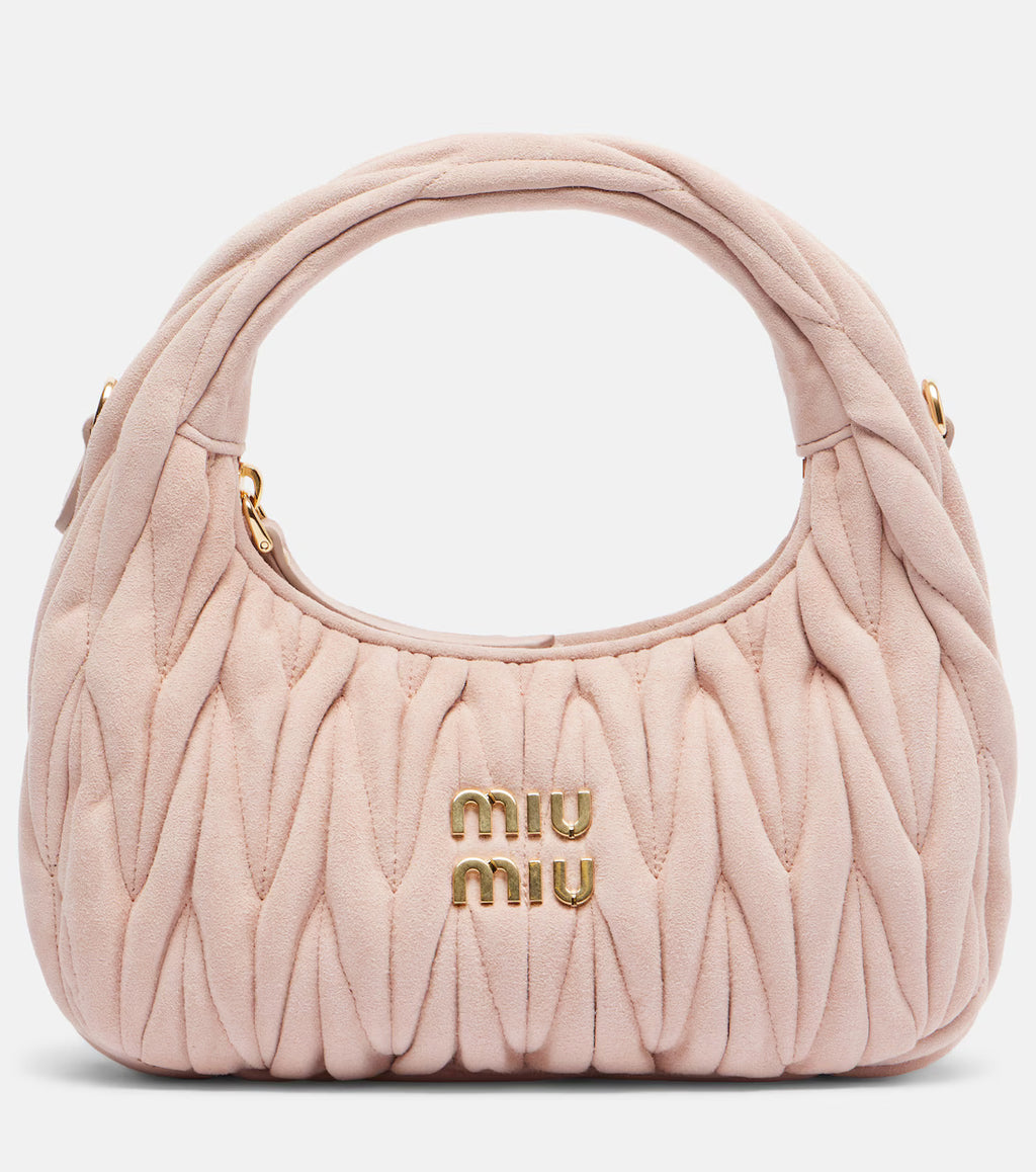 Miu Miu Wander Small matelassé suede tote bag